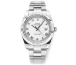 Rolex Datejust 41mm Silver Fluted Bezel White Dial | Mirck Clone