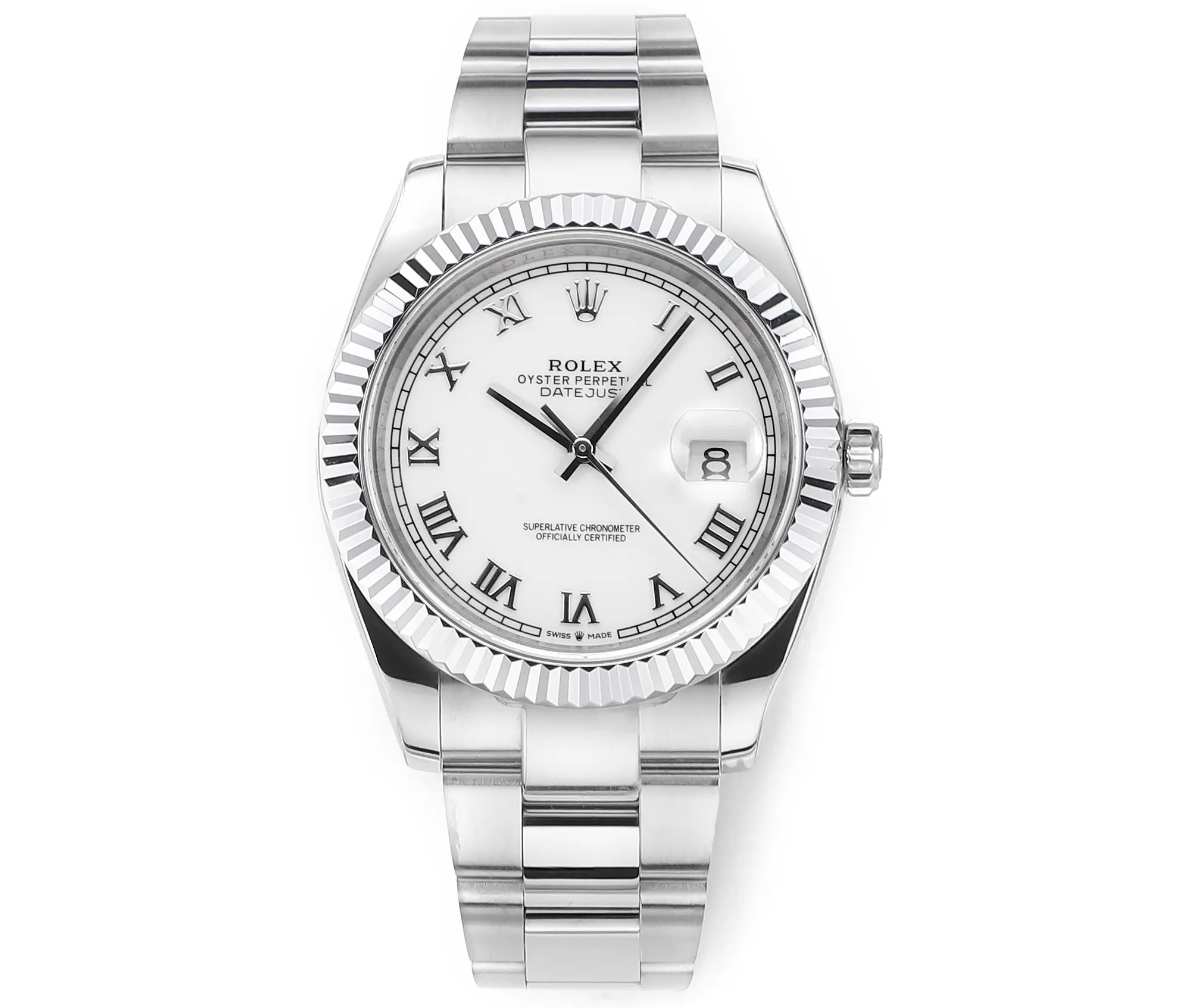 Rolex Datejust 41mm Silver Fluted Bezel White Dial | Mirck Clone Rolex Datejust 41mm Silver Fluted Bezel White Dial | Mirck Clone