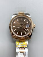 Rolex Datejust 41MM Two Tone Rose Gold Plating Brown Dial Watch - Mirck Clone