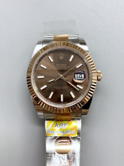 Rolex Datejust 41MM Two Tone Rose Gold Plating Brown Dial Watch - Mirck Clone