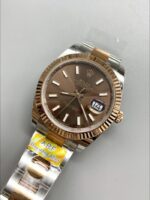 Rolex Datejust 41MM Two Tone Rose Gold Plating Brown Dial Watch - Mirck Clone