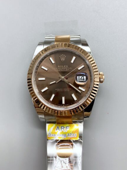 Rolex Datejust 41MM Two Tone Rose Gold Plating Brown Dial Watch - Mirck Clone