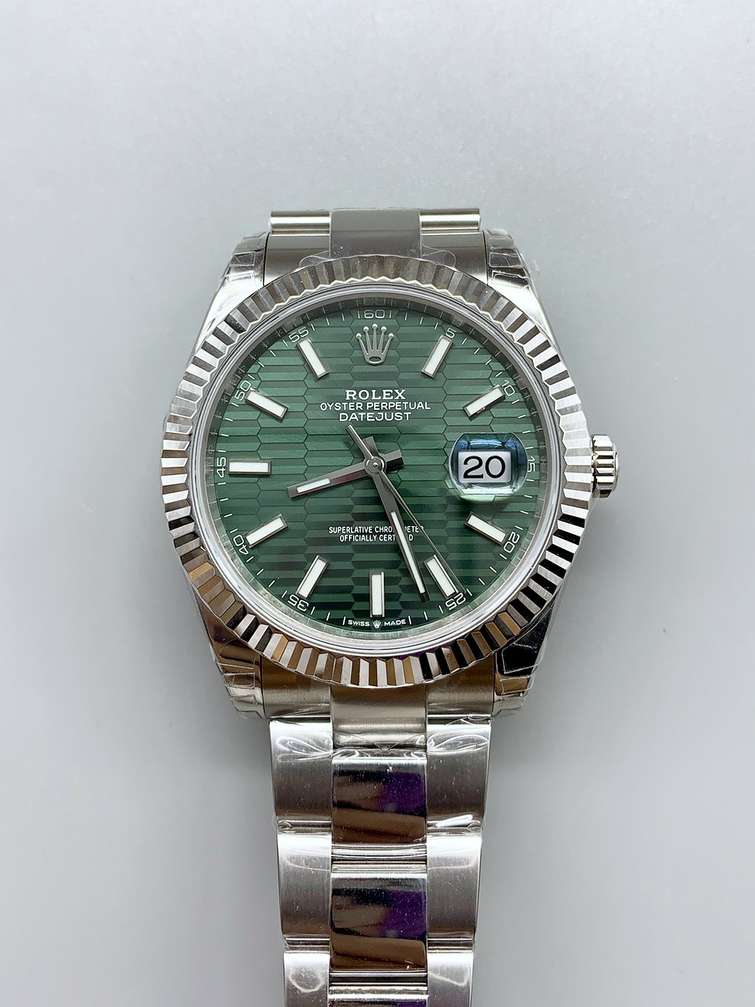 劳力士 Datejust Cal.3235 机芯 904L 精钢 41MM - 绿色凹槽图案表盘 - Mirck Clone 劳力士 Datejust Cal.3235 机芯 904L 精钢 41MM - 绿色凹槽图案表盘 - Mirck Clone