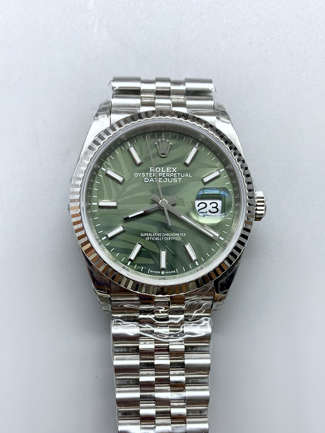 Rolex Datejust Cal.3235 Movement 904L Steel 46MM – Green Palm-Motif Dial - Mirck Clone Rolex Datejust Cal.3235 Movement 904L Steel 46MM – Green Palm-Motif Dial - Mirck Clone