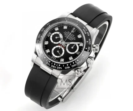 Rolex Daytona 4130 Black Dial Rubber Strap M… | Mirck Clone