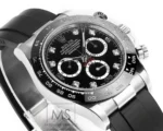 Rolex Daytona 4130 Black Dial Rubber Strap M… | Mirck Clone