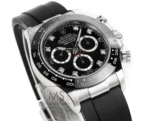 Rolex Daytona 4130 Black Dial Rubber Strap M… | Mirck Clone