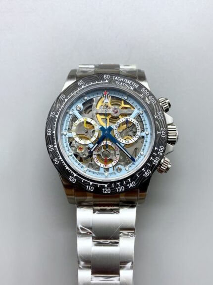 Rolex Daytona Artisans De Geneve Stainless Steel Watch Black Carbon Bezel Watch - Mirck Clone