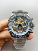 Rolex Daytona Artisans De Geneve Stainless Steel Watch Black Carbon Bezel Watch - Mirck Clone