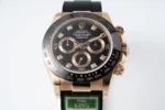 Rolex Daytona Rose Gold Black Dial Rubber Strap | Mirck Clone