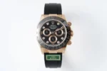 Rolex Daytona Rose Gold Black Dial Rubber Strap | Mirck Clone