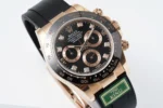 Rolex Daytona Rose Gold Black Dial Rubber Strap | Mirck Clone
