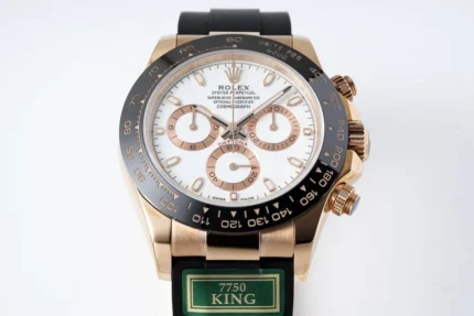 Rolex Daytona Rose Gold Black Rubber Strap C… | Mirck Clone