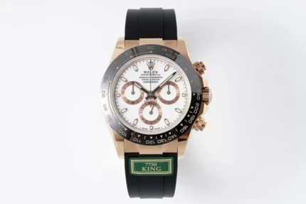 Rolex Daytona Rose Gold Black Rubber Strap C… | Mirck Clone