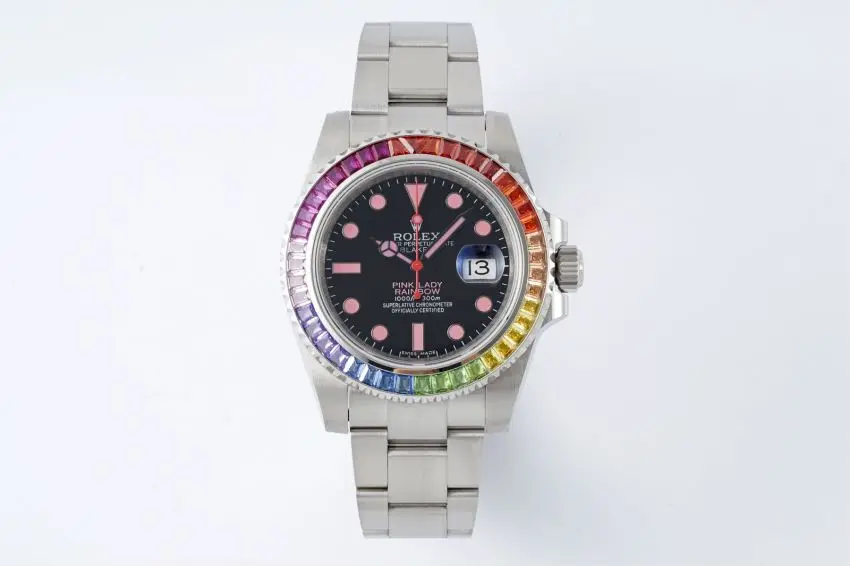 Rolex Submariner Rainbow Bezel Watch - Black... | Mirck Clone Rolex Submariner Rainbow Bezel Watch - Black... | Mirck Clone